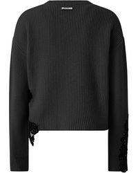 Pinko - Zwarte Wollen Blend Trui Met Ronde Hals - Lyst