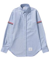 Thom Browne - Overhemden ,Blauw ,Katoen Oxford Armbands Classic Shirt - Lyst