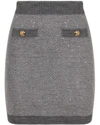 Elisabetta Franchi - Rokken ,Grijs ,Wol Sequin Knit Mini Skirt - Lyst