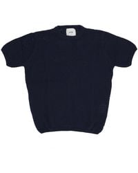 Arte' - Truien & Vesten ,Blauw ,Katoen Gebreide Gehaakte Tee Korte Mouw - Lyst