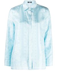 Versace - Camisa de seda con estampado barocco azul - Lyst
