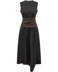Tory Burch - Kleedjes ,Zwart ,Katoen Asymmetrische Jurk - Lyst