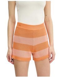 Lacoste - Gestreepte Mesh Gebreide Shorts - Lyst