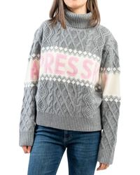 Mc2 Saint Barth - Grauer pullover mit zopfmuster - Lyst