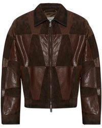 Versace - Jassen ,Bruin ,Leer Leren Blouson - Lyst