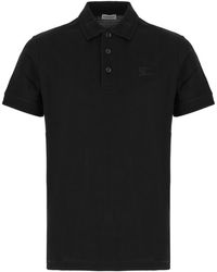 Burberry - Tops ,Zwart ,Katoen Polo Shirt Van Katoen Piqué - Lyst