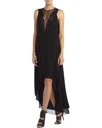 BCBGMAXAZRIA Cassidy Sleeveless Embroidered Lace Yoke Dress - Zwart
