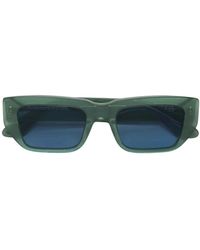 Retrosuperfuture - Accessoires ,Groen ,Handgemaakte Salie Groene Zonnebril Met Blauwe Lenzen - Lyst