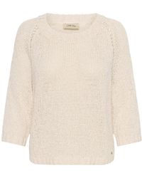 Cream - Truien & Vesten ,Leer Rondgebreide Trui - Lyst