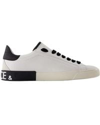 Dolce & Gabbana - Portofino sneakers - pelle - nero/bianco - Lyst