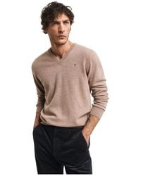 GANT - Ultrafijne Lamswollen V-Hals Pullover - Lyst