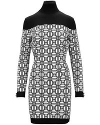 Elisabetta Franchi - Kleedjes ,Zwart ,Logo Gebreide Jurk Met Hoge Kraag - Lyst