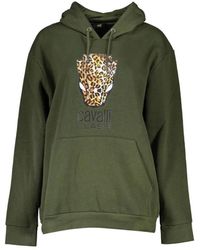 Roberto Cavalli - Hoodies & Sweatvesten ,Groen ,Katoen Sweatshirt Met Lange Mouwen - Lyst