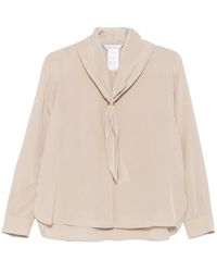 Max Mara - Overhemden ,Leer Zijden Blouse Met Strik - Lyst