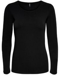 ONLY - Tops ,Zwart ,Katoen Zwarte Katoenen Longsleeve T-Shirt - Lyst