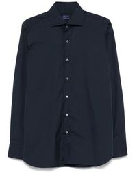 Finamore 1925 - Blauw Klassiek Geknoopt Overhemd - Lyst