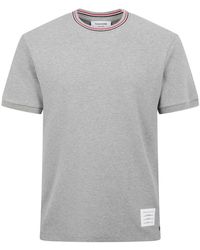 Thom Browne - Katoenen T-Shirt Met Korte Mouwen En Ribboord - Lyst