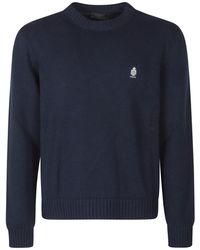 Prada - Truien & Vesten ,Blauw ,Katoen Katoenen Trui Met Ronde Hals - Lyst
