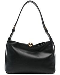 Furla - Schwarze Leder-Schultertasche Mit Logo - Lyst