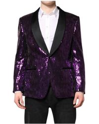 Dolce & Gabbana - Lila Pailletten Verzierte Mantel Jacke - Lyst
