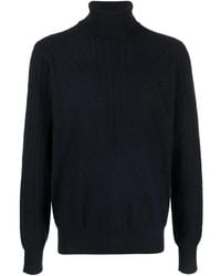 Armani Exchange - Gerippter hoher kragen pullover blau - Lyst