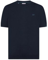 Sun 68 - Tops ,Blauw ,T-Shirt Sweater Basic S/S - Lyst