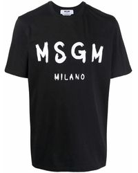 MSGM - Tops ,Zwart ,Katoen T-Shirt - Lyst