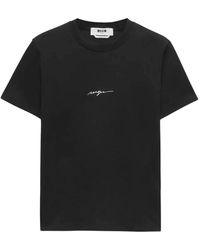 MSGM - Camiseta negra con estampado de logo - Lyst