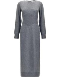 Givenchy - Kleedjes ,Grijs ,Kasjmier Lange Gebreide Jurk - Lyst