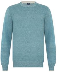 Fedeli - Truien & Vesten ,Blauw ,Katoen Ronde Hals Gebreide Trui - Lyst