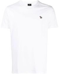 Paul Smith - Tops ,Wit ,Katoen Wit Katoenen Logo Patch T-Shirt - Lyst