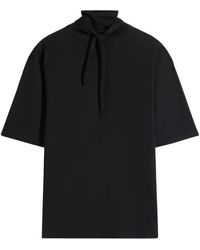 Lemaire - Tops ,Zwart ,Katoen T-Shirt Met Foulard - Lyst