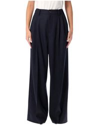 Soeur - Broeken ,Blauw ,Wol Blauwe Wollen Wijde Broek - Lyst