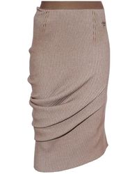 Fendi - Ribgebreide Wollen Kokerrok - Lyst