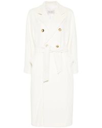 Max Mara - Ivoor Kleurige Jas Met Ceintuur - Lyst