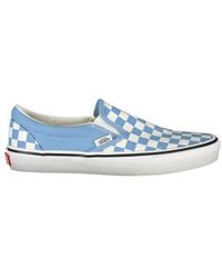 Vans - Schoenen ,Blauw ,Geruite Slip-On Sneakers - Lyst