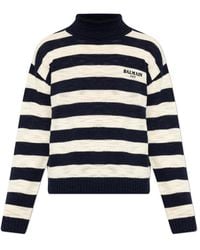 Balmain - Wollen Coltrui Met Gestreept Patroon - Lyst