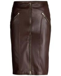 Joop! - Rokken ,Bruin ,Leer Leren Rok Met Ritssluiting Details - Lyst