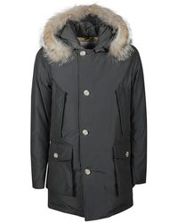 Woolrich - Jassen ,Grijs ,Katoen Afneembare Bont Parka - Lyst
