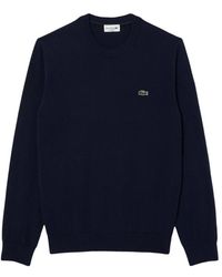 Lacoste - Truien & Vesten ,Blauw ,Katoen Blauwe Trui Met Lange Mouwen - Lyst