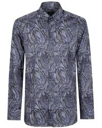 Etro - Overhemden ,Veelkleurig ,Roma Logo Button Down Long Sleeve Shirt - Lyst