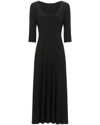 Norma Kamali - Kleedjes ,Zwart ,Polyester Uitlopende Midi Jurk - Lyst