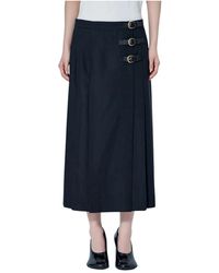 Chloé - Rokken ,Zwart ,Wol Geplooide Midi Rok Van Scheerwol - Lyst