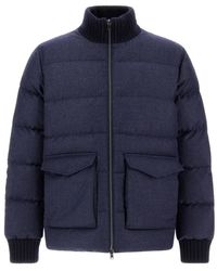 Herno - Glen Check Wool And Cashmere Bomber - Lyst