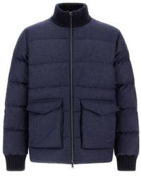 Herno - Glen Check Wool And Cashmere Bomber - Lyst