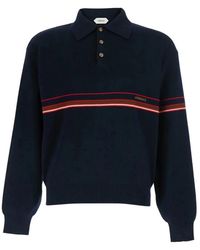 Versace - Geborduurd-Logo Katoenen Gebreide Polo - Lyst