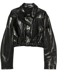 Rick Owens - Jassen ,Zwart ,Leer Cropped Leren Jas - Lyst
