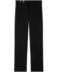 Versace - Broeken ,Zwart ,Wol Zwarte Broek Met Goudkleurige Gesp - Lyst