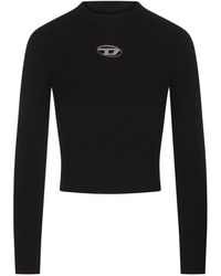 DIESEL - Schwarzes rippstrick-oberteil - Lyst