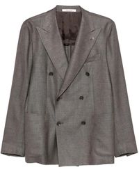 Tagliatore - Jassen ,Bruin ,Leer Double-Breasted Blazer - Lyst